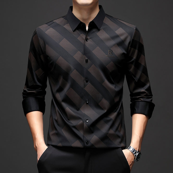 Men's Elegant Shirt with Modern Check Design Lisslune