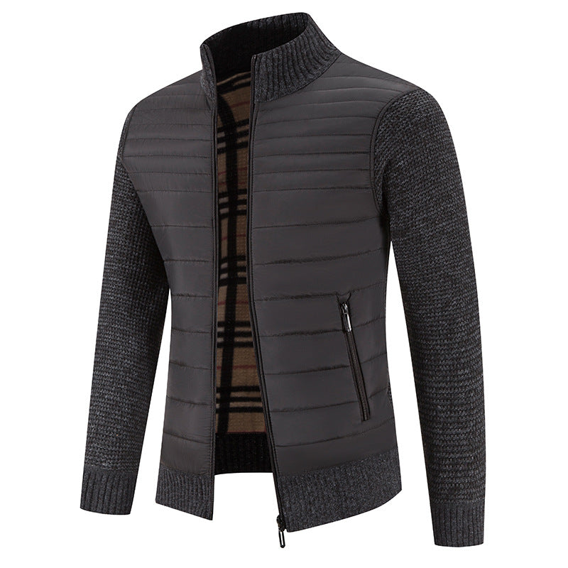 Men's casual quilted jacket with knitted sleeves Lisslune