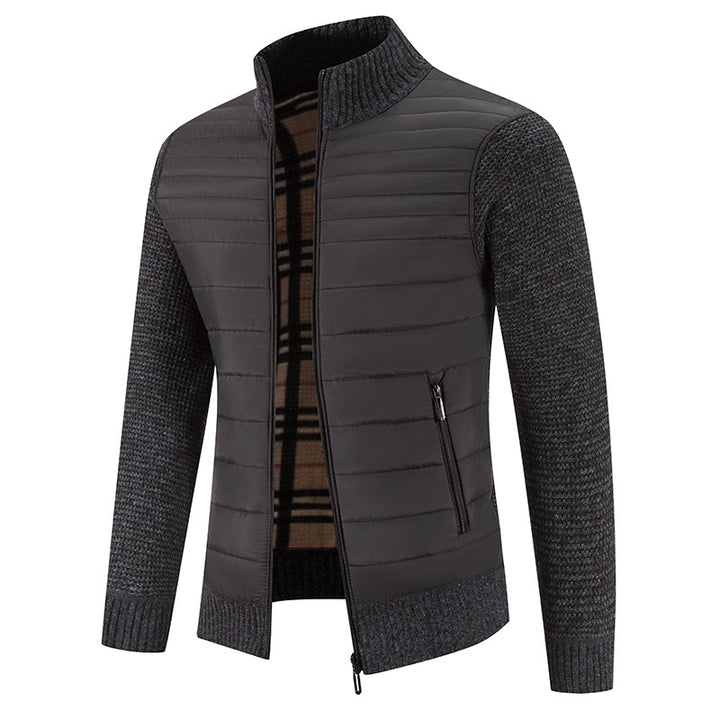 Men's casual quilted jacket with knitted sleeves Lisslune