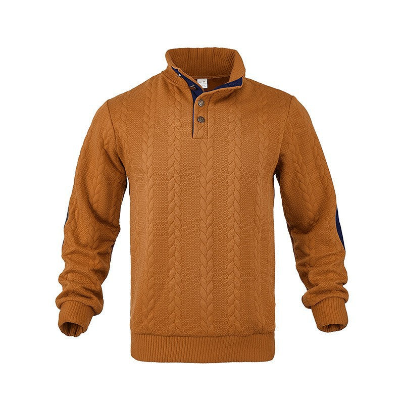 Men's knit sweater with high collar and fashionable cable design Lisslune
