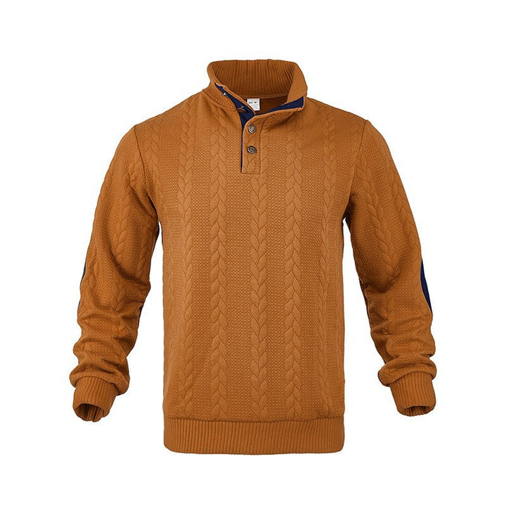 Men's knit sweater with high collar and fashionable cable design Lisslune