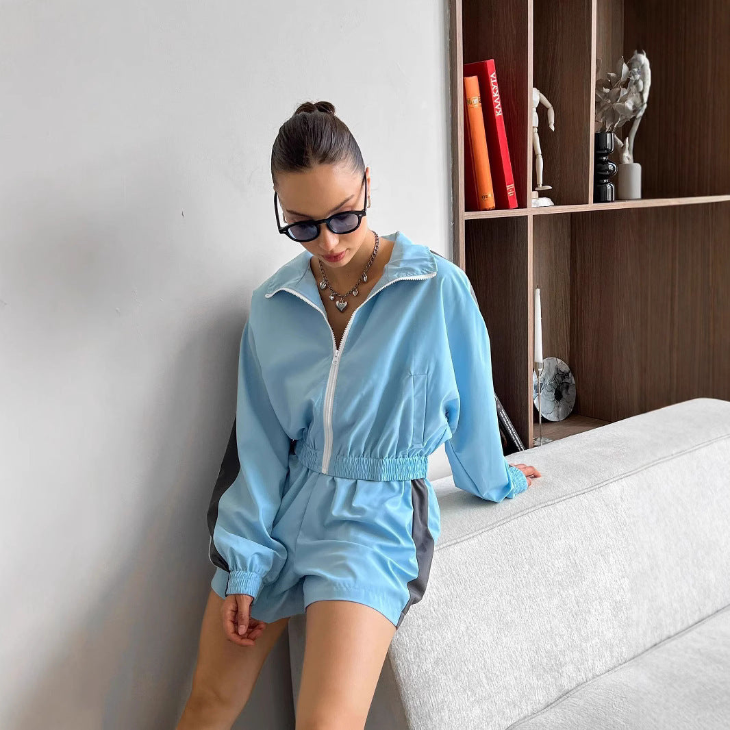 Women's Sporty Short Jacket and Shorts Set Lisslune