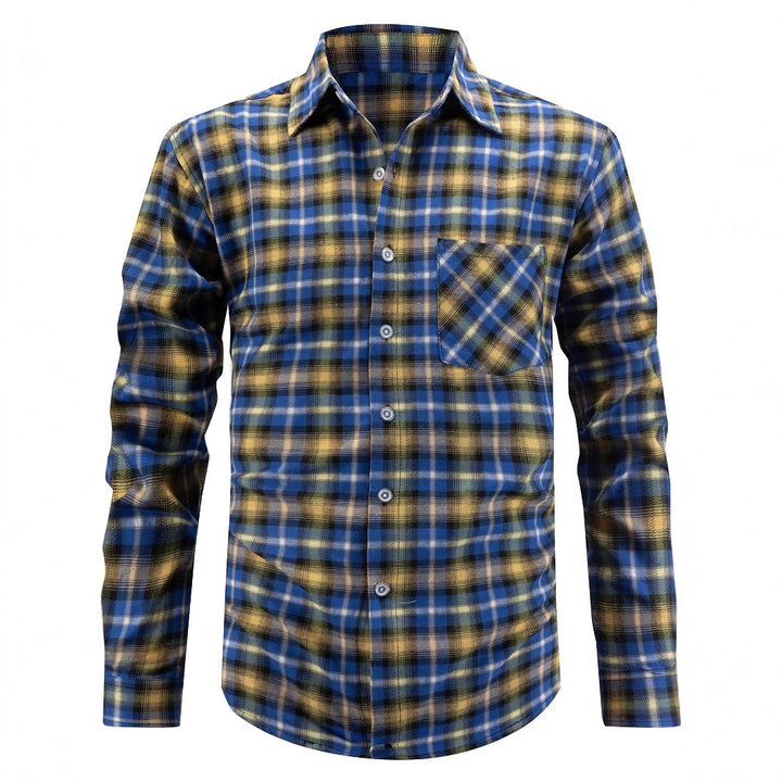 Men's checked long-sleeve shirt with fashionable Vichy pattern Lisslune