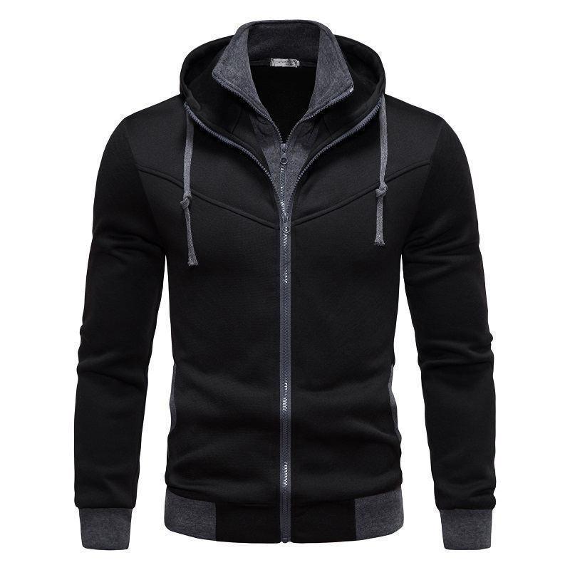 Men's Sporty Hoodie with Functional Zipper and Textured Design Lisslune