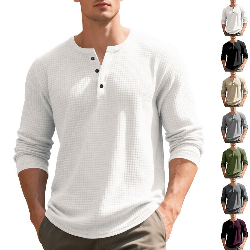 Men's Long Sleeve Shirt with Press Buttons and Textured Design Lisslune