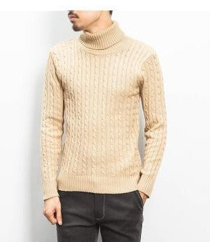 Men's knit pullover with high collar and cable pattern Lisslune