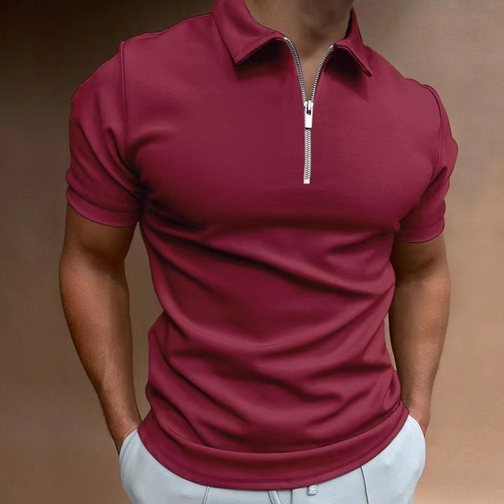 Men's polo shirt with modern stand-up collar and zipper Lisslune