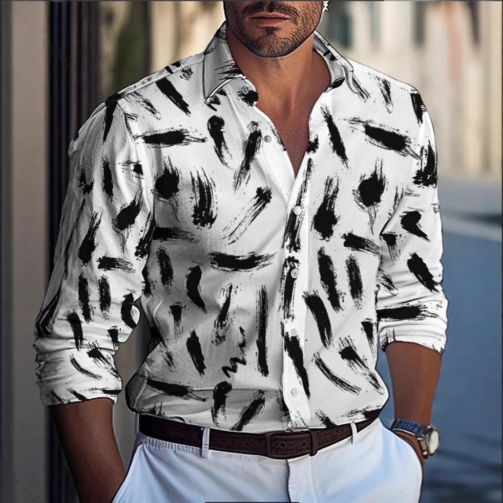 Men's shirt with modern brush pattern Lisslune