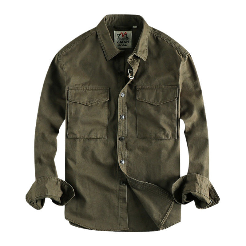 Men's cotton shirt with practical chest pockets and button-down collar Lisslune