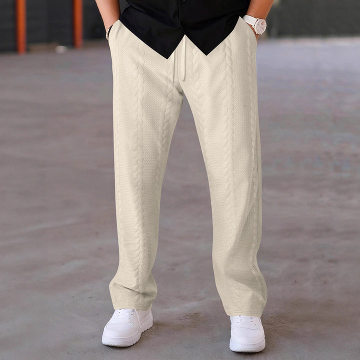 Men's Casual Stretch Pants with Drawstring and Textured Design Lisslune