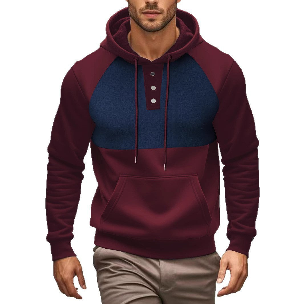 Men's hoodie with button placket and contrast details Lisslune