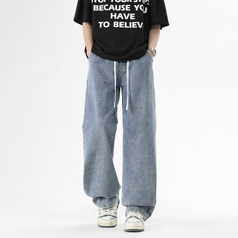Men's loose-fitting leisure pants with elastic waistband and pockets Lisslune
