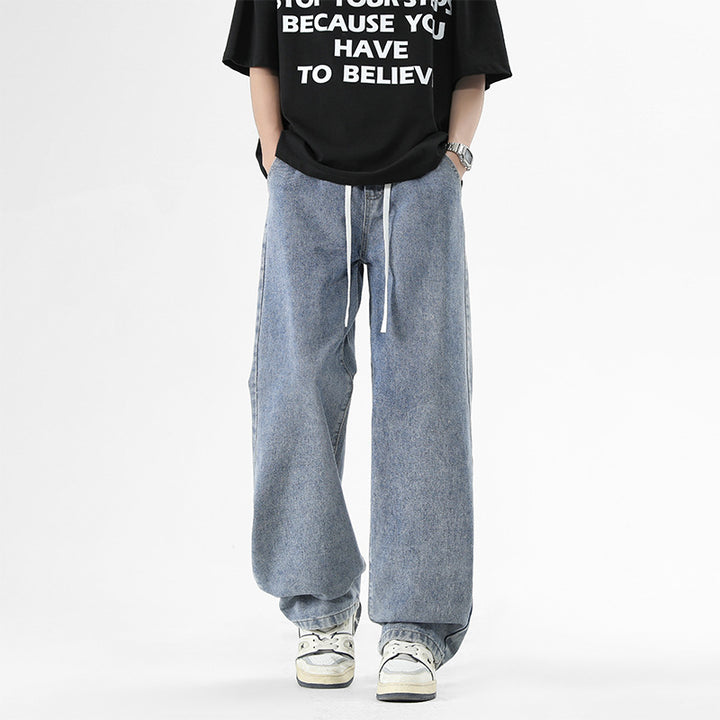 Men's loose-fitting leisure pants with elastic waistband and pockets Lisslune