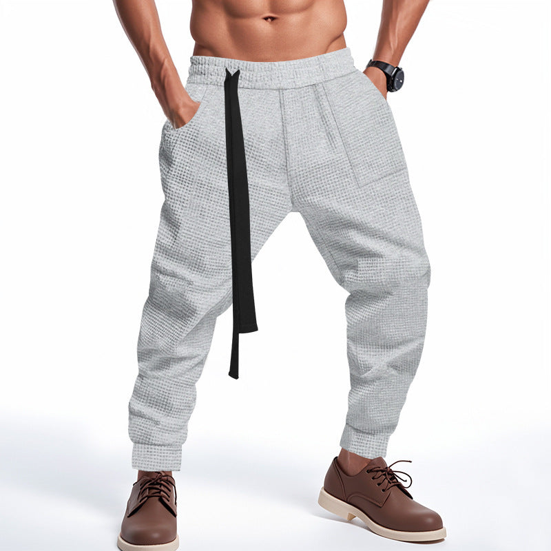 Men's casual leisure pants with coarsely textured material and practical pockets Lisslune