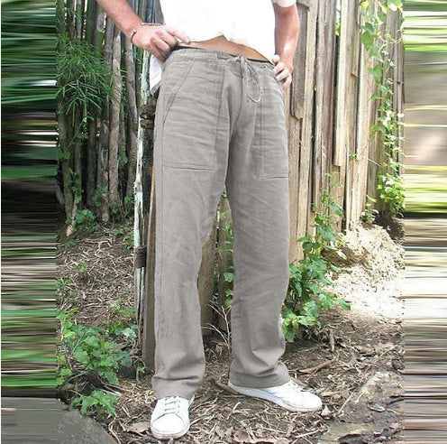 Men's casual leisure pants with practical drawstring and deep pockets Lisslune