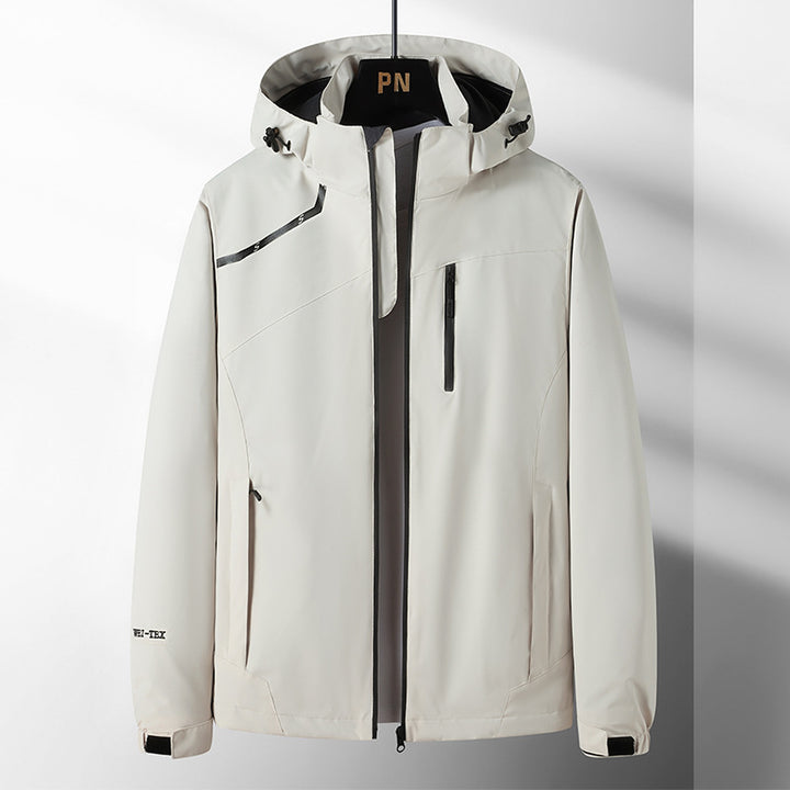 Men's Weatherproof Outdoor Jacket with Adjustable Hood and Functional Pockets Lisslune