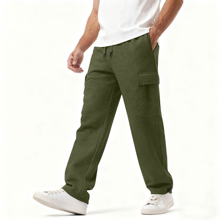 Men's Cargo-Style Leisure Pants with Practical Side Pockets and Elastic Waistband Lisslune