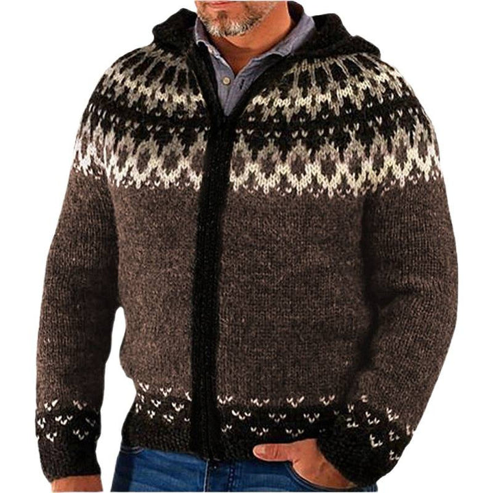 Men's cardigan with traditional Norwegian pattern and practical zipper Lisslune