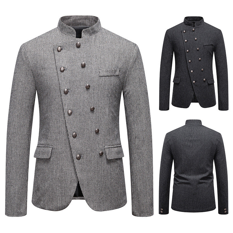Men's double-breasted blazer with modern check pattern Lisslune