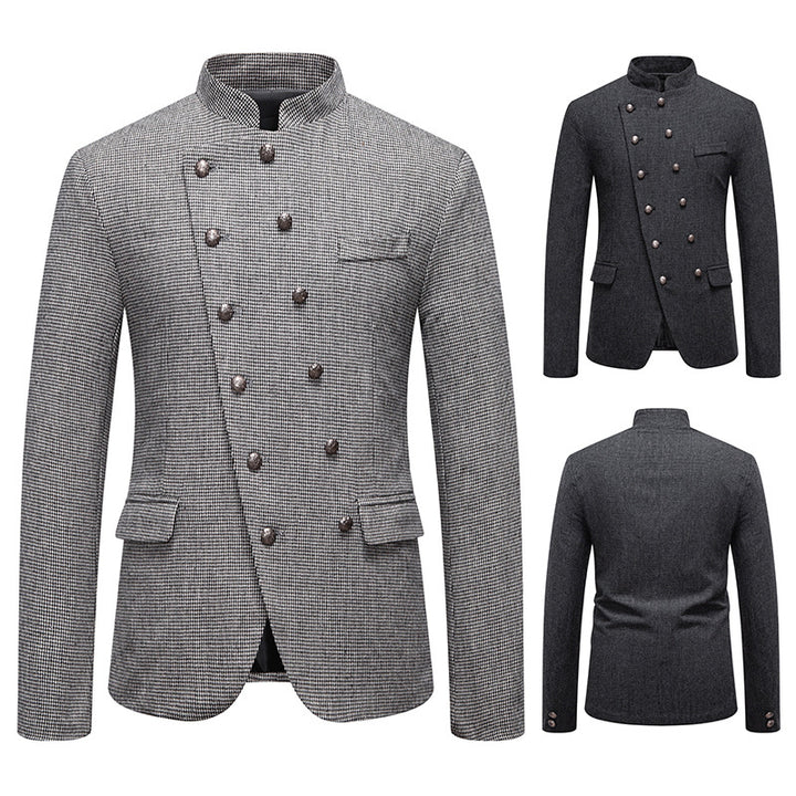 Men's double-breasted blazer with modern check pattern Lisslune