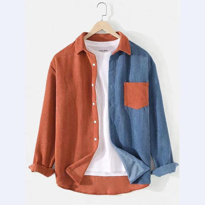Men's cord shirt with textured fabric and patch breast pocket Lisslune