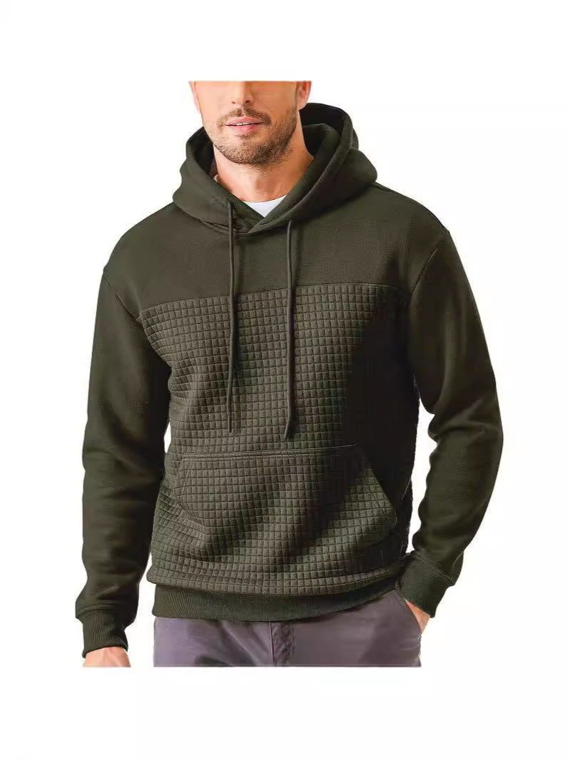 Men's Hoodie with Geometric Texture Design Lisslune