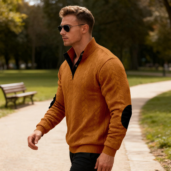 Men's knit sweater with modern collar and elegant contrast details Lisslune