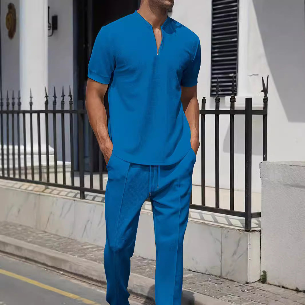 Men's sporty two-piece outfit with modern zipper and breathable materials Lisslune