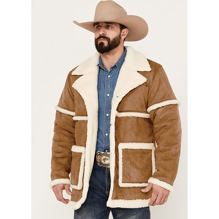 Men's sheepskin jacket with large collar and practical pockets Lisslune