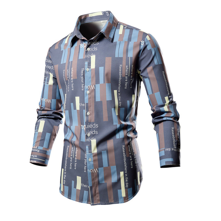 Men's long-sleeve shirt with a stylish striped pattern Lisslune