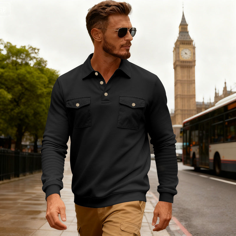 Men's elegant polo shirt with practical breast pockets and high-quality cotton blend Lisslune