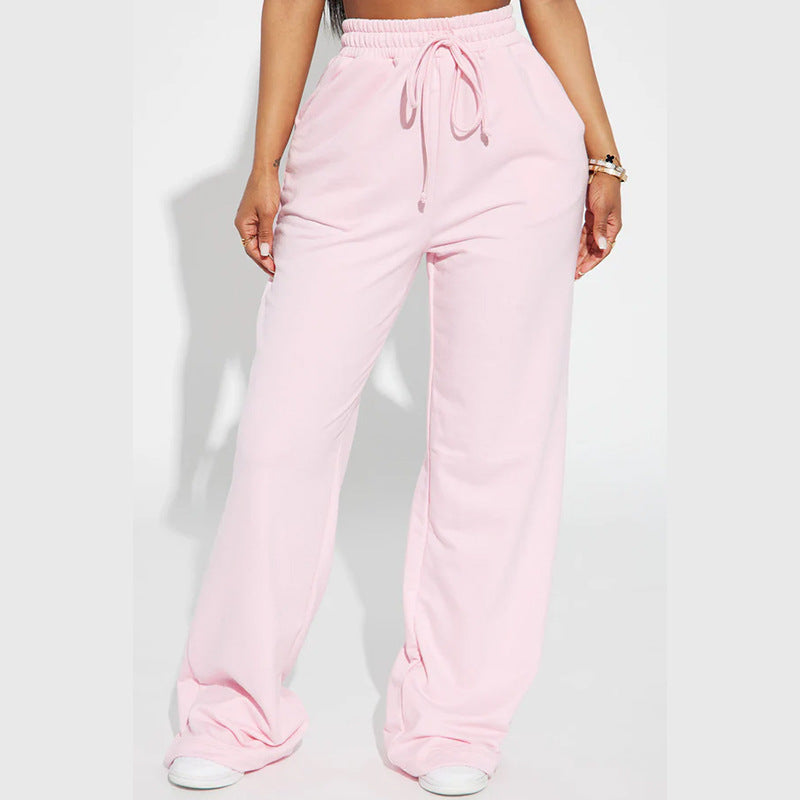 Women's wide sweatpants with elastic waistband and drawstring Lisslune