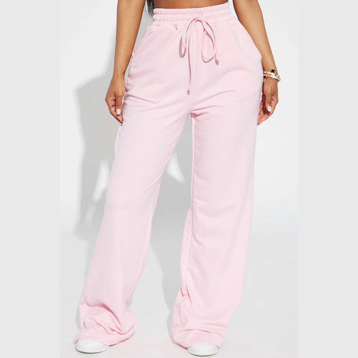 Women's wide sweatpants with elastic waistband and drawstring Lisslune