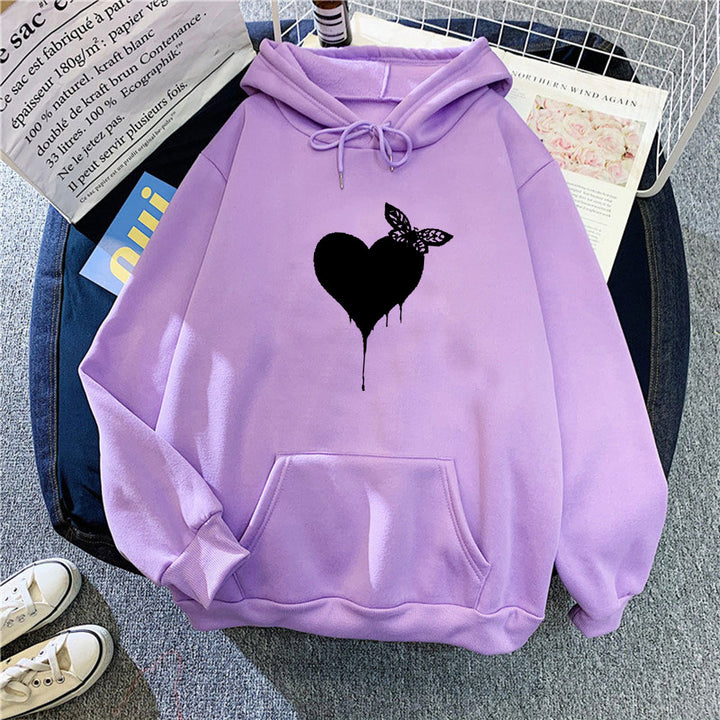 Women's Hoodie with Creative Heart Design Lisslune
