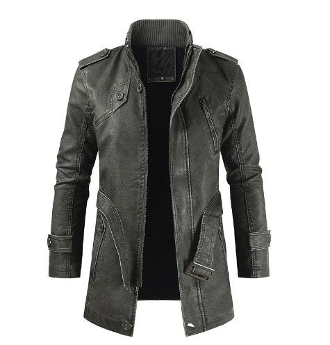 Men's fashionable biker leather jacket with asymmetrical zipper and practical pockets Lisslune