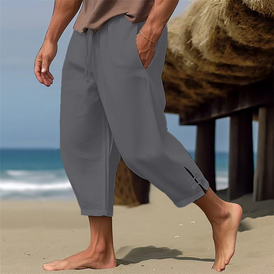 Men's loose beach pants with breathable material and elastic waistband Lisslune