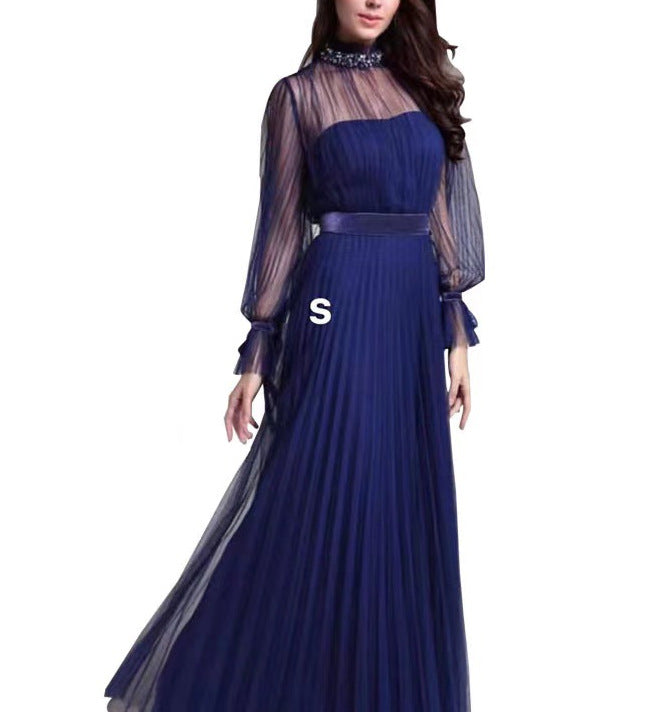 Women's Elegant Maxi Dress with Shimmering Chiffon and Playful Ruffle Details Lisslune