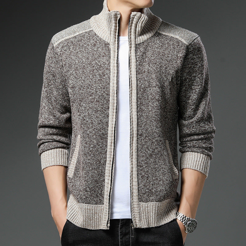 Men's cardigan with high collar and practical pockets Lisslune