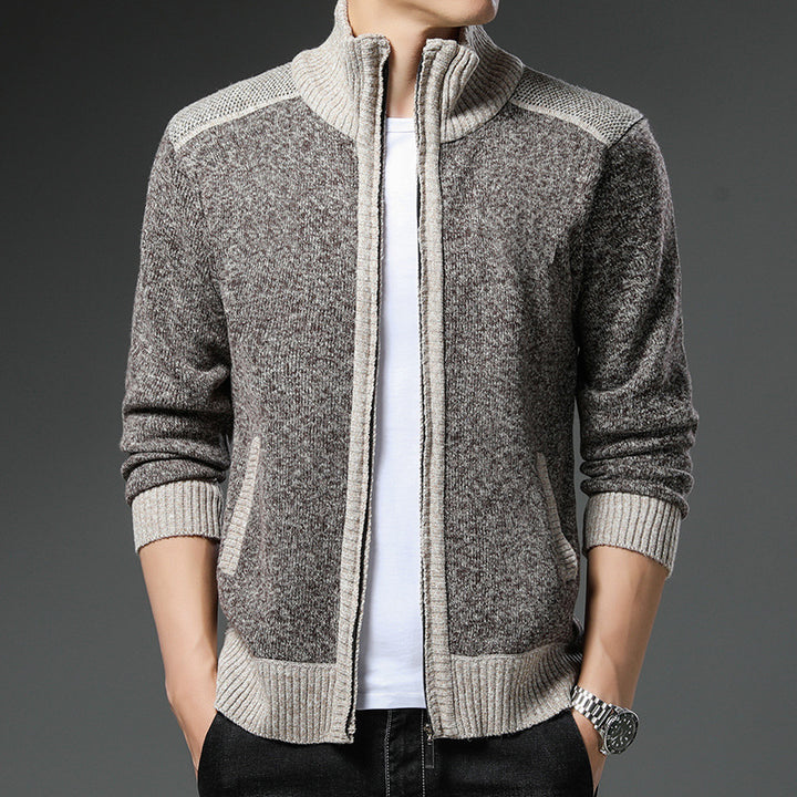 Men's cardigan with high collar and practical pockets Lisslune
