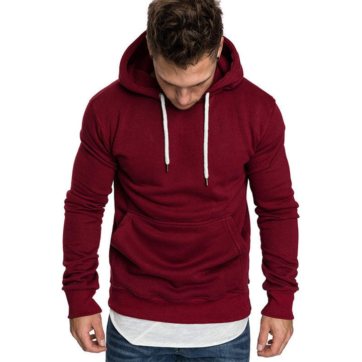 Men's Comfortable Hoodie with Kangaroo Pocket and Contrasting Drawstrings Lisslune