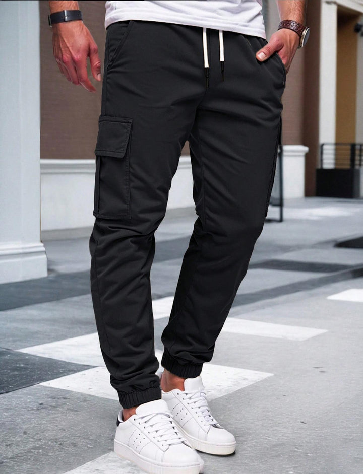Men's Cargo Joggers with Elastic Waistband and Several Practical Pockets Lisslune