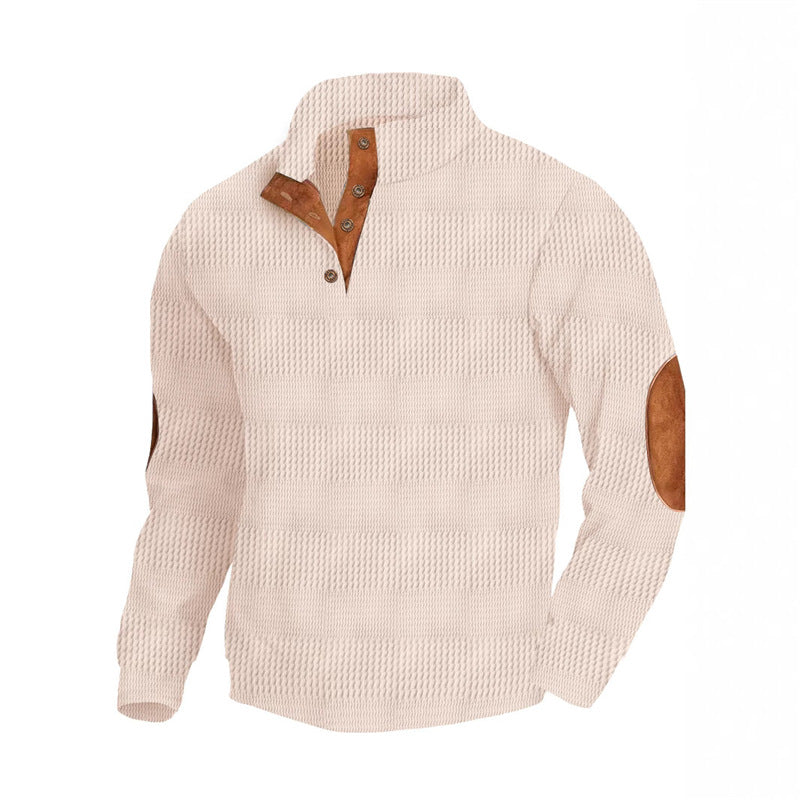 Men's fashionable sweater with textured design and leather details Lisslune