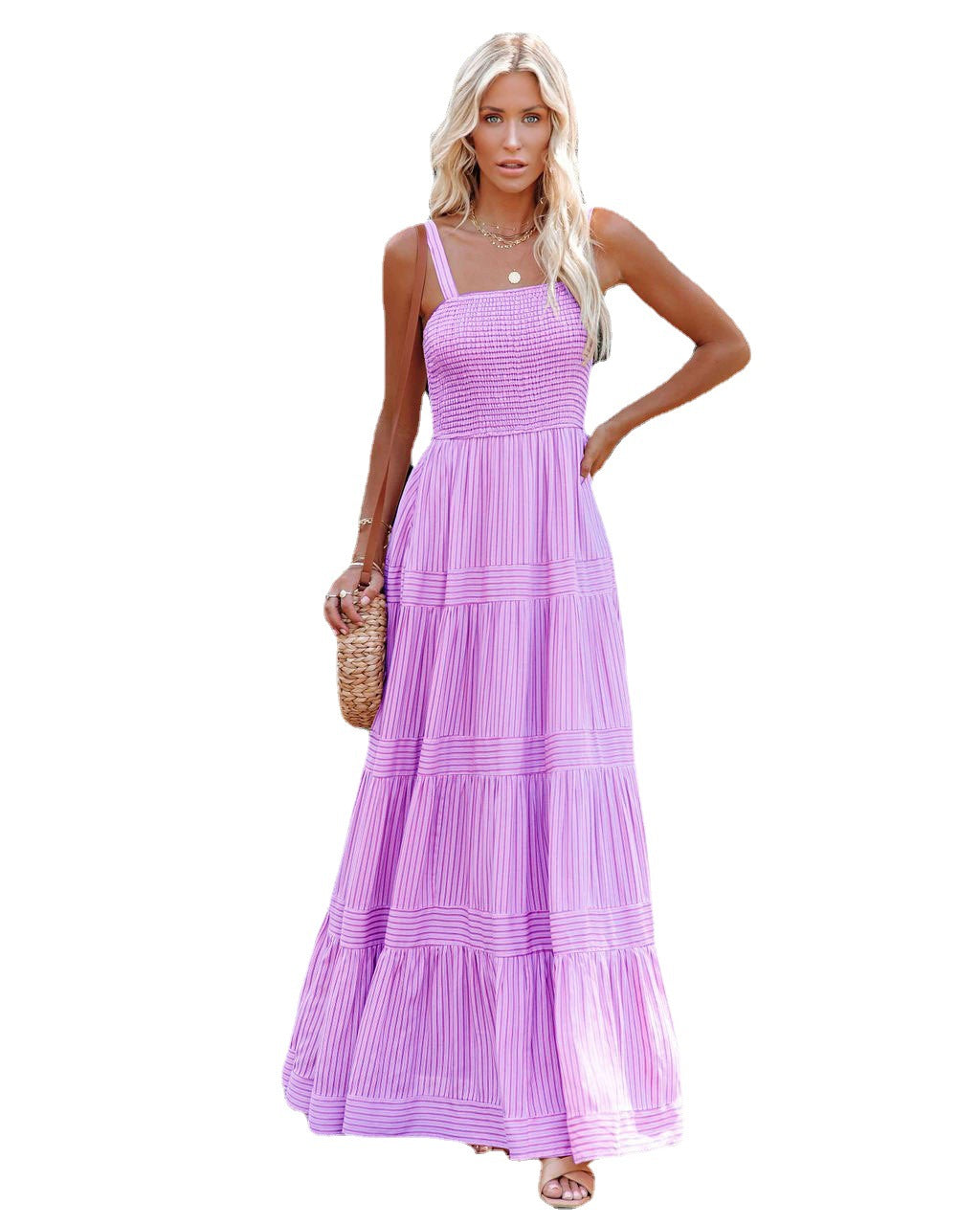 Ladies maxi dress with light ruffle style and elastic bustier Lisslune