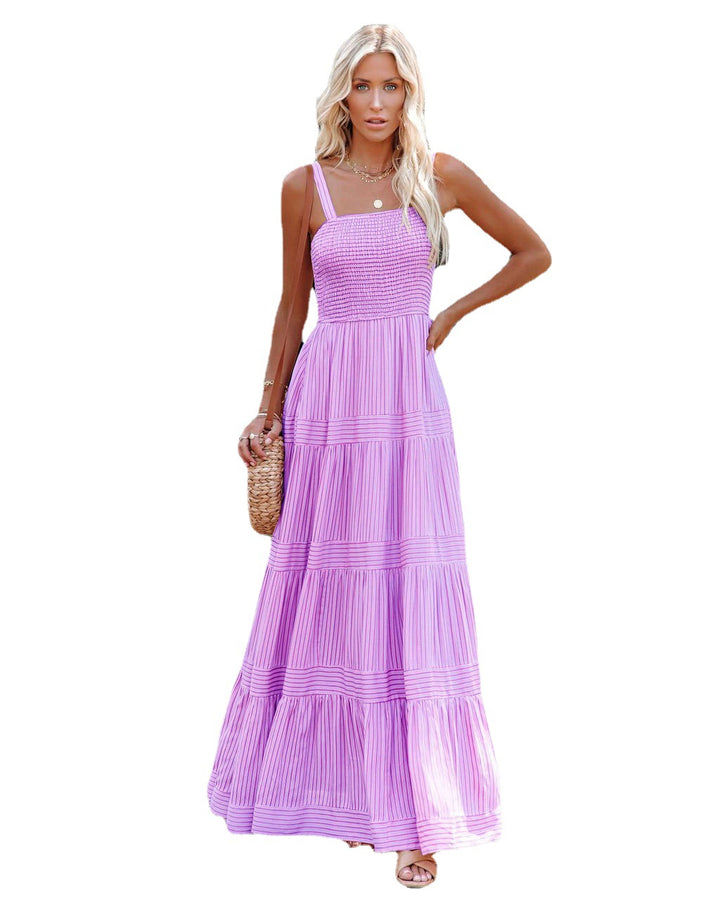 Ladies maxi dress with light ruffle style and elastic bustier Lisslune