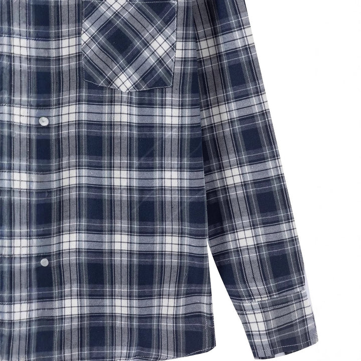 Men's Checkered Long Sleeve Shirt with Chest Pocket Lisslune