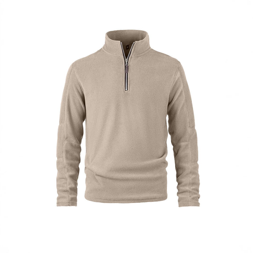 Men's fleece pullover with high collar and practical zip details Lisslune