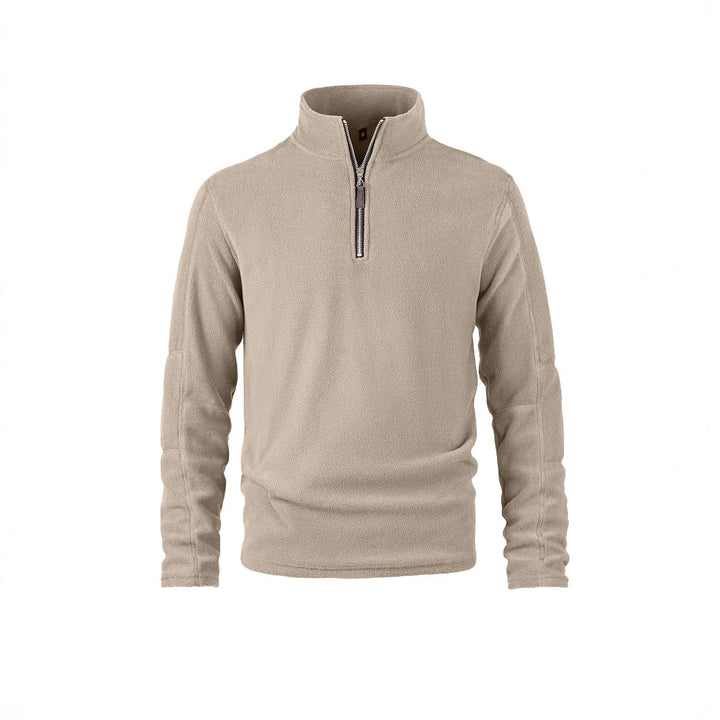Men's fleece pullover with high collar and practical zip details Lisslune