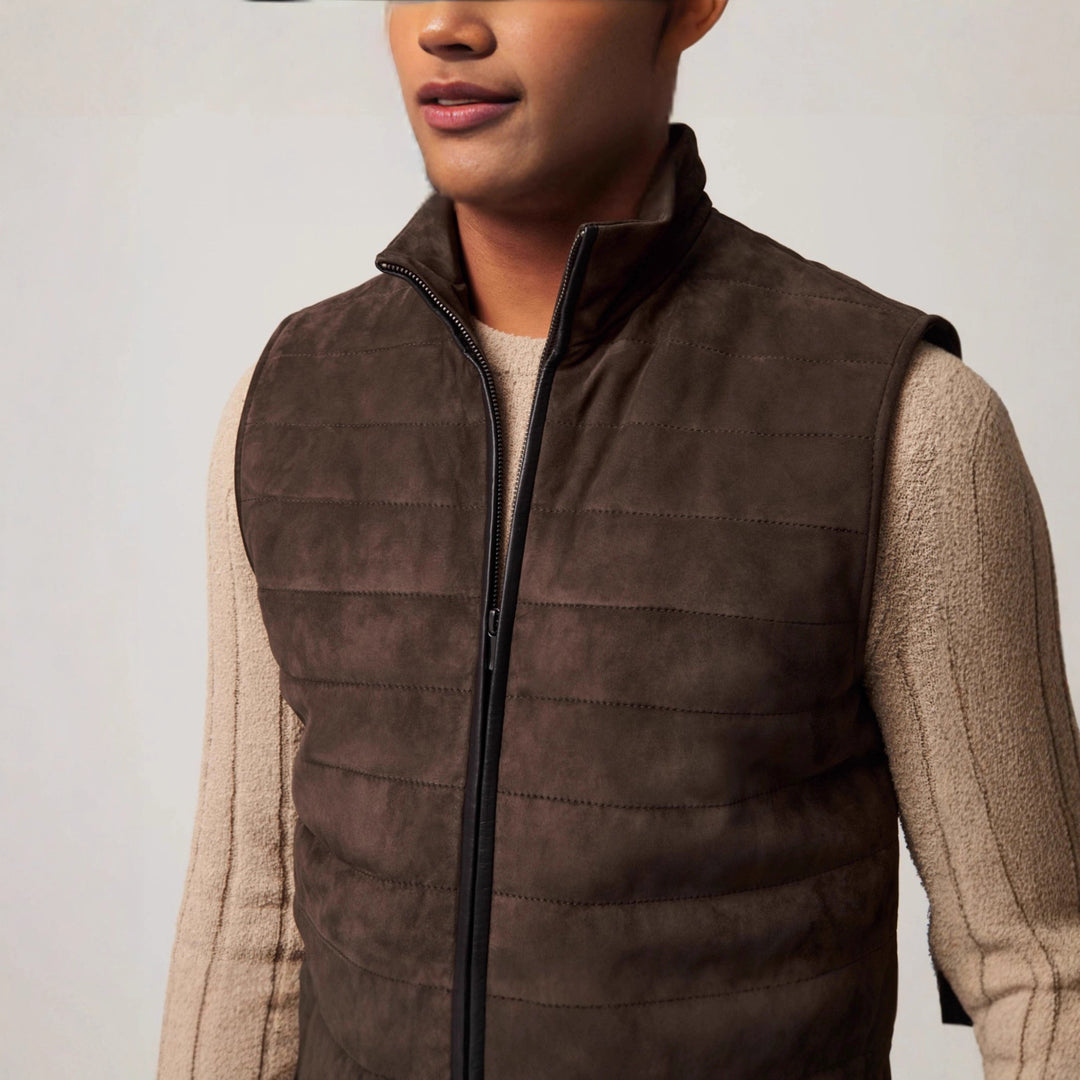 Men's quilted vest made of high-quality materials with stand-up collar Lisslune