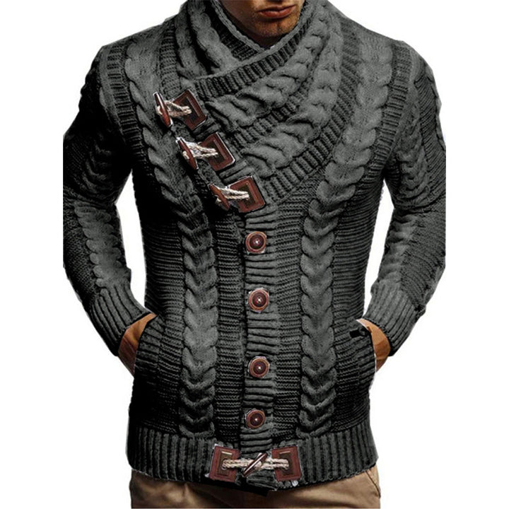 Men's cardigan with large collar and cable pattern Lisslune