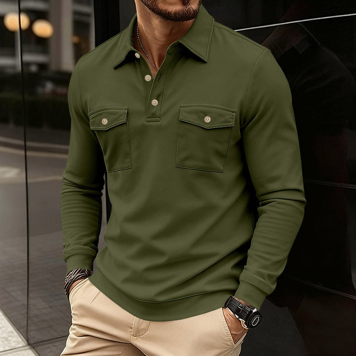Men's polo shirt with two practical chest pockets and modern cut Lisslune